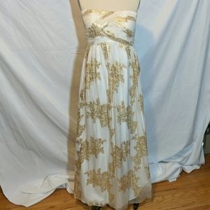 Oleg Cassini Gold floral maxi dress